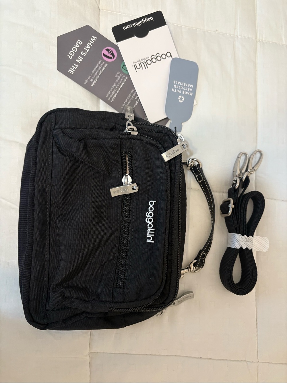 Baggallini Black Multi-Zip Crossbody Belt Bag